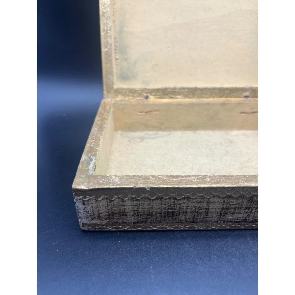Vintage Hinged‎ Trinket Box Gilt Painted Italian Florentine Jewelry Keepsake Box